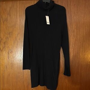 NWT Bar lll Black Ribbed Turtleneck Dress, Size Med